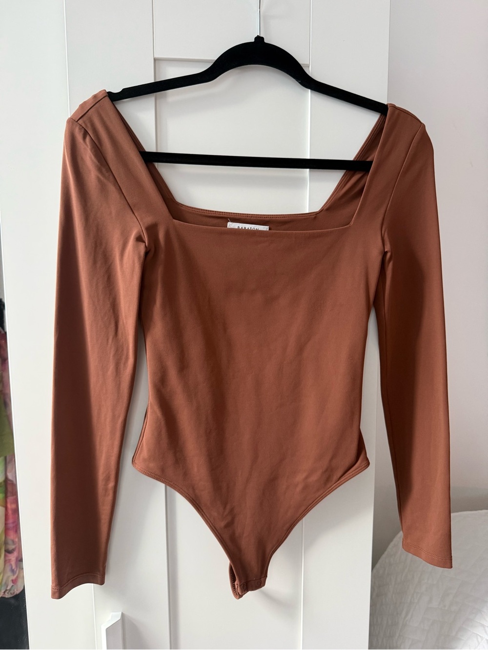 Aritzia Long Sleeve Square Neck Bodysuit - Warm Brown